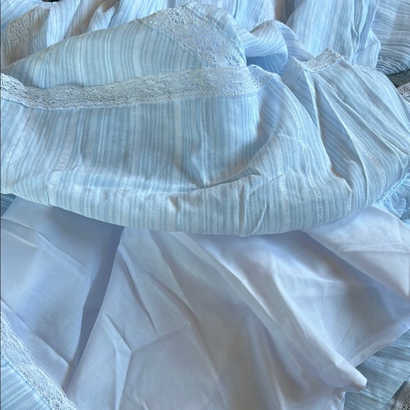 New White Lace Trim Striped Dress - Picture 14 of 16